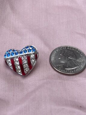 Swarovski Red White and Blue Heart Brooch